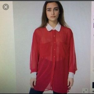 American Apparel Chiffon Collared Shirt or Dress!